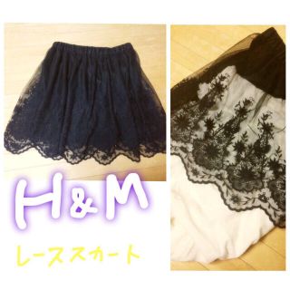 エイチアンドエム(H&M)のH&M レース スカート 黒(ミニスカート)