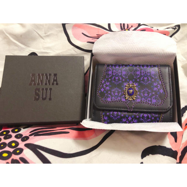 アナスイ ANNA SUI ドリーマー 外口金二つ折り財布 ブルー 新品 訳あり