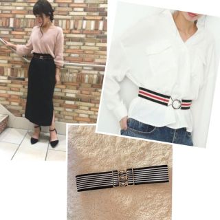 ザラ(ZARA)のいつものコーデがぐっとおしゃれに！ボーダーゴムベルト♡フリーサイズ(ベルト)