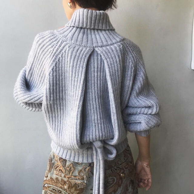 Ameri Vintage バックタックニット アイスブルー