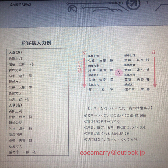 結婚式 席次表 ハンドメイドのウェディング(その他)の商品写真