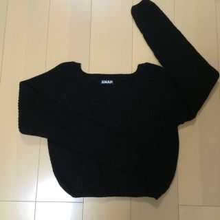 アナップ(ANAP)のショートニットトップス/BLK(ニット/セーター)