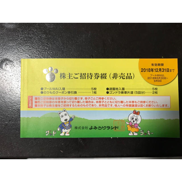 よみうりランド株主優待券 チケットの施設利用券(遊園地/テーマパーク)の商品写真
