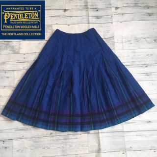 ペンドルトン(PENDLETON)のペンドルトン スカート ブルー グラデーション 4サイズ チェック プリーツ(ひざ丈スカート)