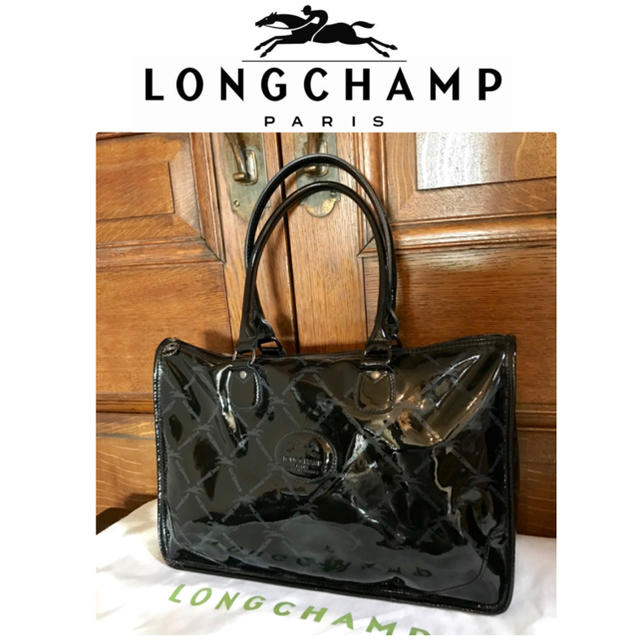 LONGCHAMP - 【SALE】ロンシャン エナメルトートバッグ ブラックの通販 ...