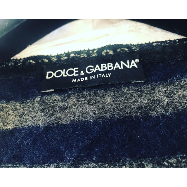 DOLCE&GABBANA(ドルチェアンドガッバーナ)の【DOLCE&GABBANA】レース襟ぐり アルパカ セーター ストライプ レディースのトップス(ニット/セーター)の商品写真