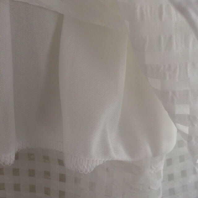 オーガンジーギンガムミモレ丈スカート 白 レディースのスカート(ひざ丈スカート)の商品写真