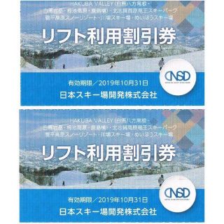 日本駐車場開発 株主優待 リフト利用割引券 2枚 （1枚で5名利用可）(スキー場)
