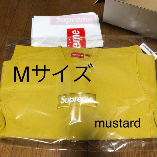 新品 M supreme Box logo crewneck mustard 1