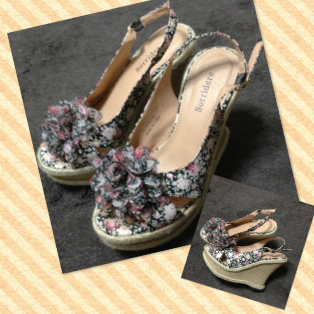 花柄☆ウエッジ レディースの靴/シューズ(サンダル)の商品写真