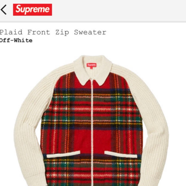 supreme  front plaid zip  sweaterメンズ