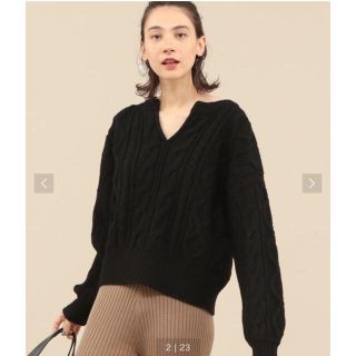 ビューティアンドユースユナイテッドアローズ(BEAUTY&YOUTH UNITED ARROWS)のウールケーブルスキッパーネックニット ブラック(ニット/セーター)