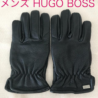 ヒューゴボス(HUGO BOSS)のメンズ HUGO BOSS レザー 手袋  ブラック サイズS(手袋)