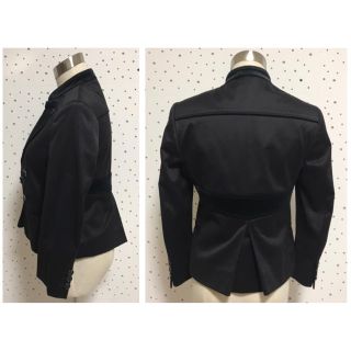 本物 グッチ スウェード切替 チェーンボタン デザイン ジャケット 38 黒