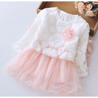 新品♡80-90 リボン×レース*ドレスワンピース♡(ドレス/フォーマル)