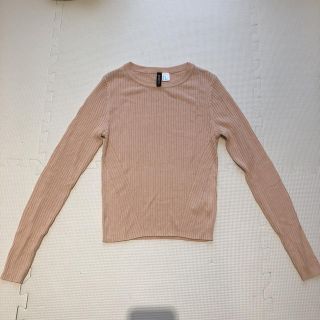 エイチアンドエム(H&M)のh&m リブニット タイト ピンクベージュ(ニット/セーター)