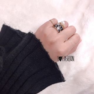 【vintage】エナメルリング×パールリングセット✩︎#9#11✩︎美品(リング(指輪))