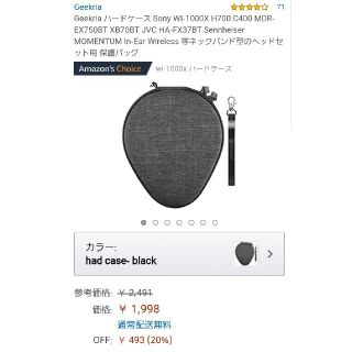 ソニー(SONY)のGeekria製 SONY WI-1000X　ハードケース(ヘッドフォン/イヤフォン)