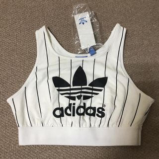 アディダス(adidas)の未使用★アディダスオリジナルス★トレフォイルロゴ入りブラトップ★白✕黒★Ｍ(Tシャツ(半袖/袖なし))