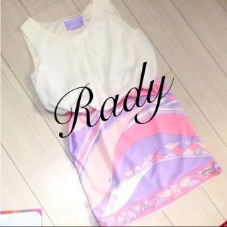 レディー(Rady)の【E-89】Rady レディー ワンピース マーブル柄 白 パープル ピンク(ミニワンピース)