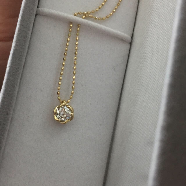 ランクA【ダイヤモンド】 ネックレス フラワーモチーフ ダイヤモンド 0.32ct K18YG