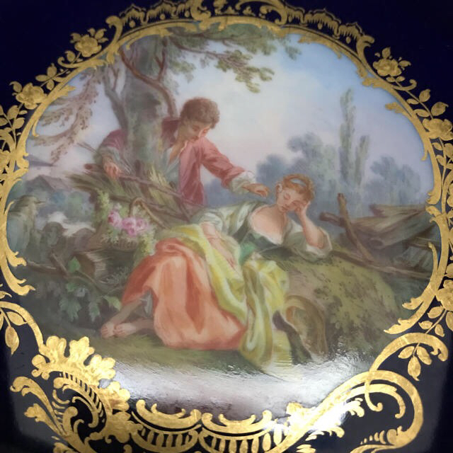 MEISSEN - ☆dali様 【古マイセン】'' コバルト 恋人文 '' 金彩 MEISSEN - ☆dali様 【古マイセン】'' コバルト 恋人文 '' 金彩