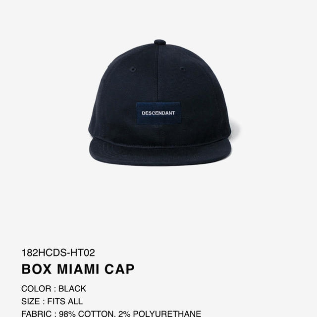 メンズdescendant  18aw BOX MIAMI CAP