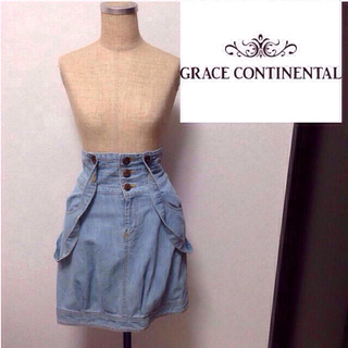 グレースコンチネンタル(GRACE CONTINENTAL)のグレースサス付き♡デニムコクーンスカート(ミニスカート)