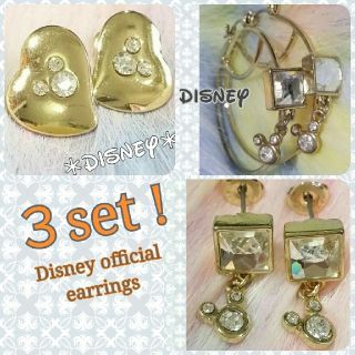 ディズニー(Disney)の新品 ３set ミッキーピアス・ディズニーオフィシャル★ゴールド系(ピアス)