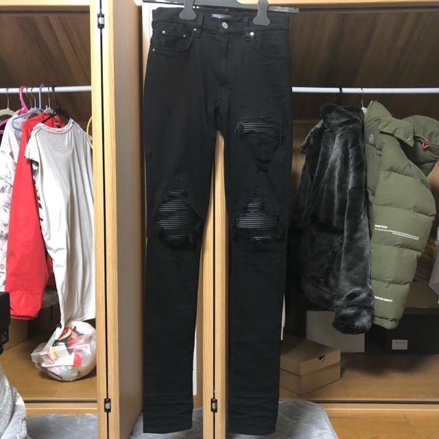 amiri mx1 leather patch jeans 18aw