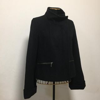 ルスーク(Le souk)の美品☆ルスークLE SOUK黒ウールショートコート☆Sサイズジャケット(その他)