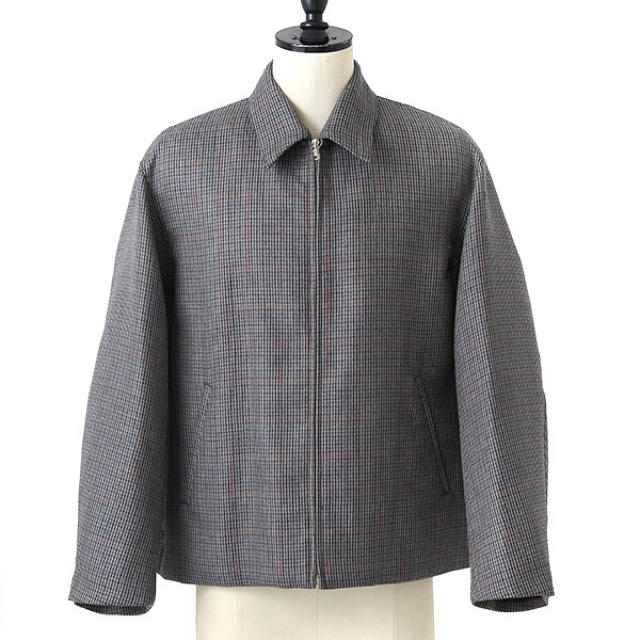 AURALEE DOUBLE FACE CHECK ZIP BLOUSON