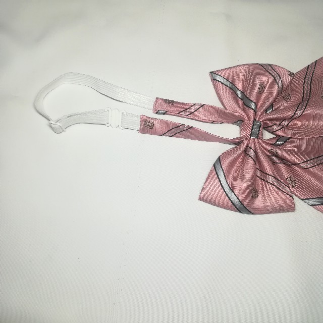 スクールリボン　ピンク　ストライプ　クラウン エンタメ/ホビーのコスプレ(小道具)の商品写真