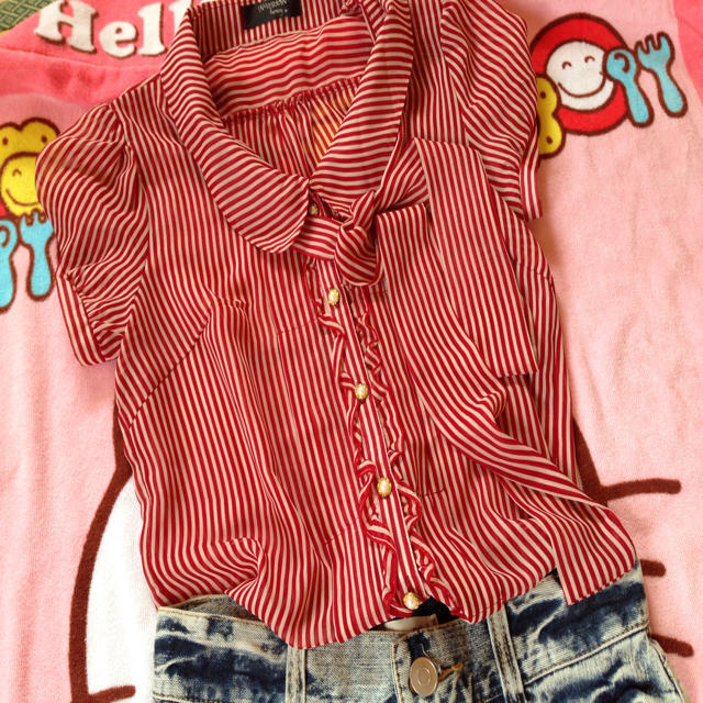 シフォンシャツ＆ケミカルスカートセット レディースのトップス(シャツ/ブラウス(半袖/袖なし))の商品写真