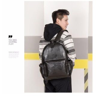 ★リュックサック おしゃれ メンズ 黒 防水 大容量 PU レザー 軽量★(バッグパック/リュック)