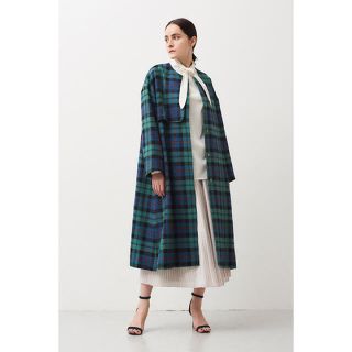 ドゥロワー(Drawer)の最安値♡yori 2018aw ウールチェックノーカラーコート(ロングコート)