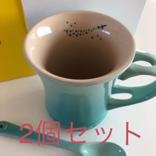 ルクルーゼ(LE CREUSET)のANA機内販売限定♡新品♡ル・クルーゼ♡マグカップ＆スプーン 星空♡2個セット(グラス/カップ)