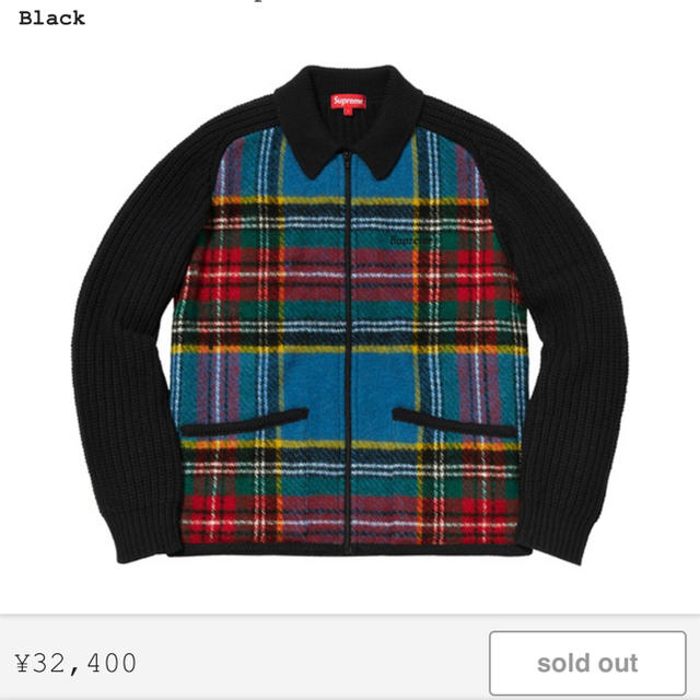 Supreme plaid front zit sweater L - ニット/セーター