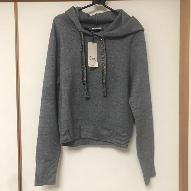 ZARA(ザラ)の【新品未使用】ZARAシャイニースウェットニットパーカー レディースのトップス(ニット/セーター)の商品写真