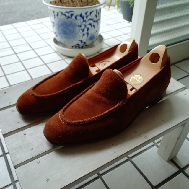 美品 JOHN LOBB カッター 7E モカ縫いＵチップ ヴァンプローファ