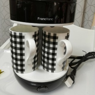 フランフラン(Francfranc)の新品未使用、フランフラン　コーヒーメーカー　2カップ付き(コーヒーメーカー)