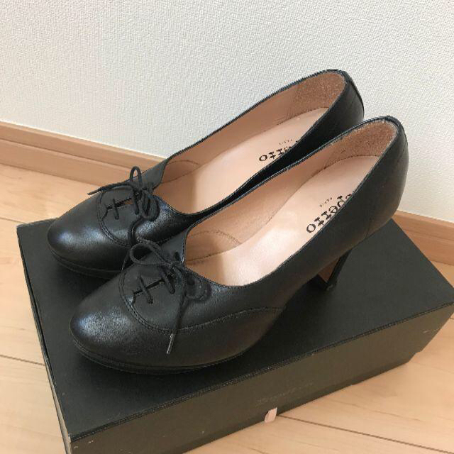 美品】repett レペット レースアップパンプス 38 1/2 黒 - ハイヒール