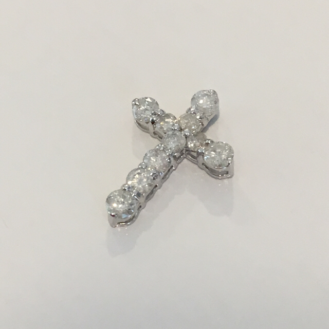 K14WG ダイヤモンド 1.00ct クロス ペンダントトップ