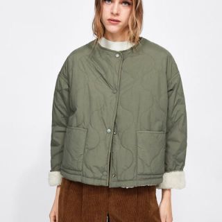 ザラ(ZARA)のザラ ZARA ボアトリム付きリバーシブルジャケット XL(ノーカラージャケット)