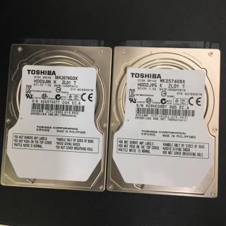 トウシバ(東芝)のHDD2台まとめて2.5インチ/250GB/SATA2/東芝⑤⑥(PCパーツ)