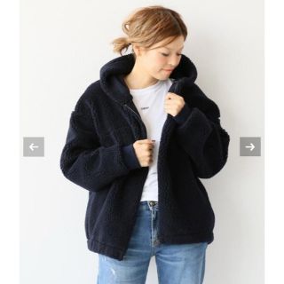 ドゥーズィエムクラス(DEUXIEME CLASSE)のドゥーズィエムクラス 今期 18AW ボアフードパーカー ネイビー ☆新品同様☆(ブルゾン)