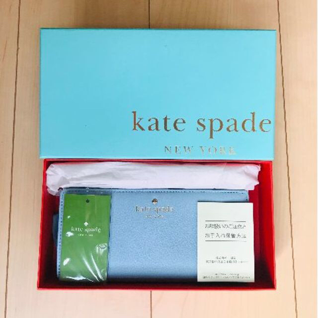 ブルー金具【新品未使用】ケイト・スペード　コインスケース付 二つ折り長財布　ブルー