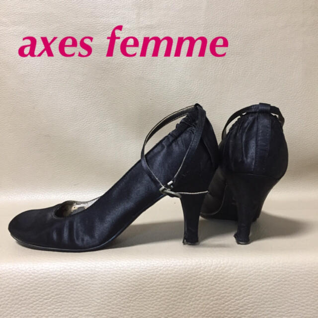 axes femme パーティーパンプス アンクルストラップパンプス ブラック