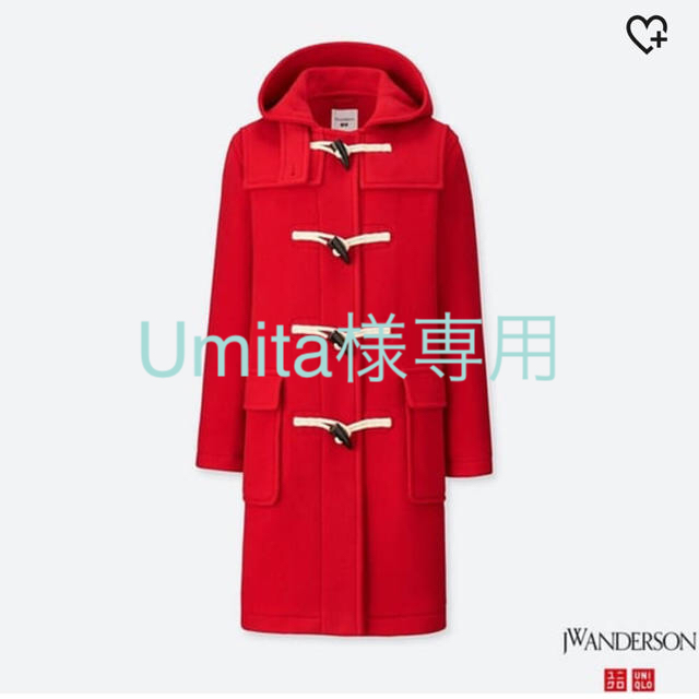 UNIQLO(ユニクロ)のユニクロ ダッフルコート レッド S レディースのジャケット/アウター(ダッフルコート)の商品写真