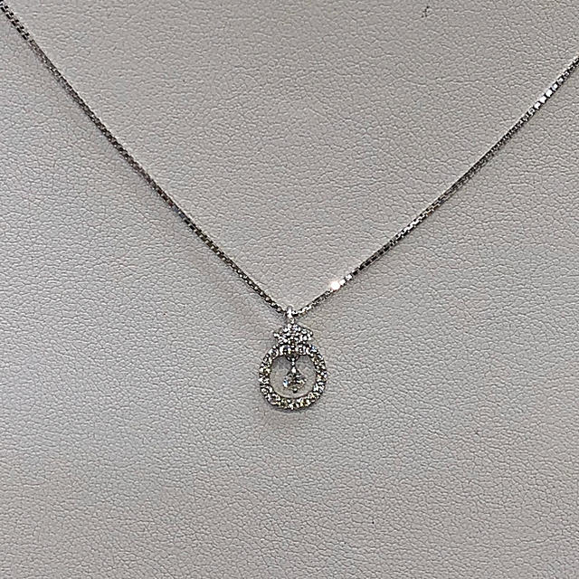 ［本物・新品未使用］k18WG ネックレス ダイヤ 0.25ct スライド式アクセサリー